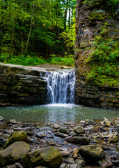 Photo of little waterfall in Carpathian mountains
