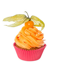 Cupcake with fresh physalis