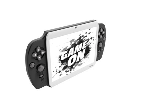 Gamepad tablet for mobile games gray with a black perspective 3d rendering is not a white background no shadow