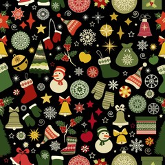 Seamless pattern with Christmas elements