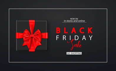 Black friday sale background with gift box. Modern design.Universal vector background for poster, banners, flyers, card.