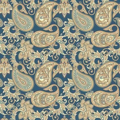 Gordijnen paisley naadloos patroon. damast vector achtergrond © antalogiya