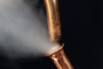 Copper pipes with steam