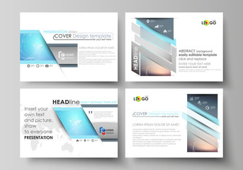 The minimalistic abstract vector illustration of the editable layout of the presentation slides design business templates. Molecule structure. Science, technology concept. Polygonal design.