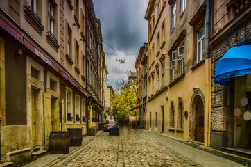 Lviv cityscape in the western part of Ukraine in the autumn season