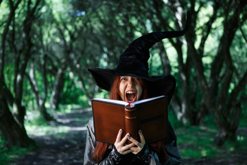 Fototapeta premium Image of young screaming witch