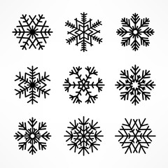 Set of Christmas snowflake isolated on white. Vector