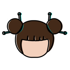 little japanese doll head kawaii character