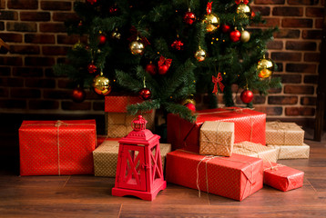 Christmas gifts are under the Christmas tree