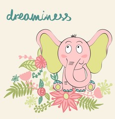 vector illustration of a cartoon elephant in dreams