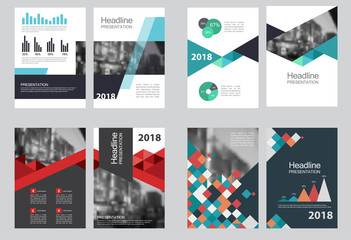 Business abstract vector template. Brochure design, cover modern layout, annual report, poster, flyer in A4 with colourful triangles, geometric shapes for tech, science, market with light background.