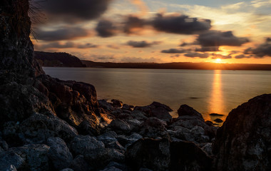 Golden Light on the Rocky Foot - Bracciano Lake, Lazio, Province of Rome, Italy.