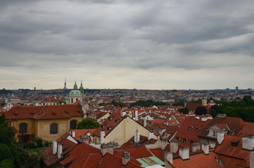 Panorama of the view on the roofs of Prague