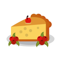 pie with cherry pastry icon image vector illustration design 