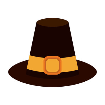 pilgrim hat thanksgiving related icon image vector illustration design 