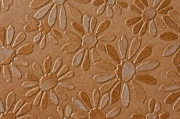 Texture brown textured paper with floral pattern  