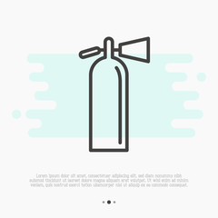 Fire extinguisher thin line icon. Simple vector illustration of public sign.