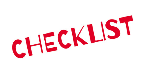 Checklist rubber stamp. Grunge design with dust scratches. Effects can be easily removed for a clean, crisp look. Color is easily changed.