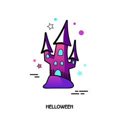 Witch castle vector icon. Halloween sticker