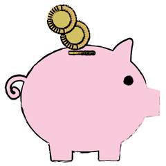 piggy savings with coins