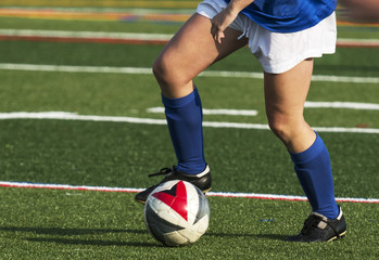 Soccer player controlling the ball during a game