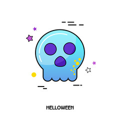Skull vector icon. Halloween sticker