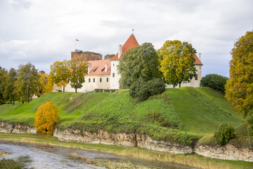 Livonia Order Castle was built in the middle of the 15th century. Bauska Latvia in autumn 