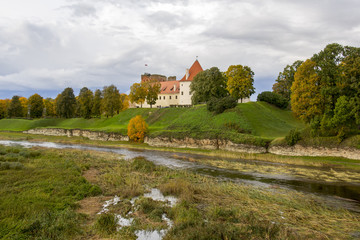 Fototapeta premium Livonia Order Castle was built in the middle of the 15th century. Bauska Latvia in autumn 