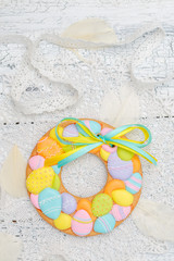 Fototapeta na wymiar Beautiful glazed Easter cookies