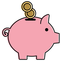 piggy savings with coins