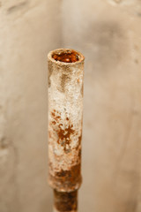 rusty water pipe after thirty years of operation. Corrosion inside a pipe. Water filter....