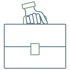 hand human with portfolio briefcase isolated icon
