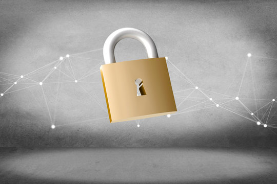 Padlock security connection isolated on a color background - 3d rendering