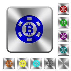 Bitcoin casino chip rounded square steel buttons