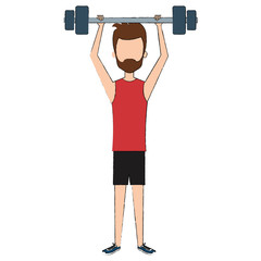 man lifting weights character