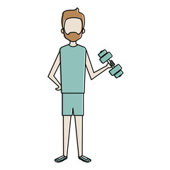 man lifting weights character