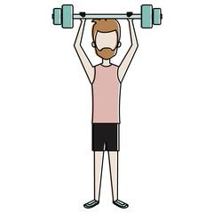 man lifting weights character