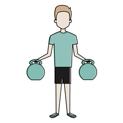 man lifting weights character