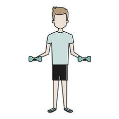 man lifting weights character