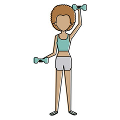 woman black lifting weights character