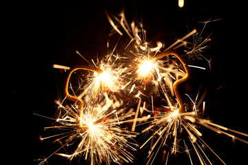 Burning sparkler in form of a tree