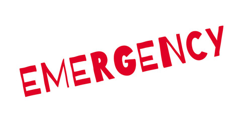 Emergency rubber stamp. Grunge design with dust scratches. Effects can be easily removed for a clean, crisp look. Color is easily changed.