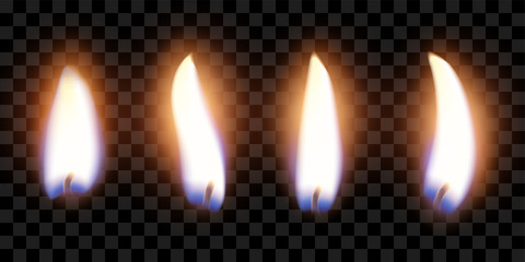 flame of four candles with the effect of transparency, highly realistic illustration