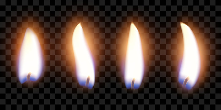 flame of four candles with the effect of transparency, highly realistic illustration