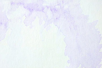 Purple abstract watercolor painting textured on white paper background