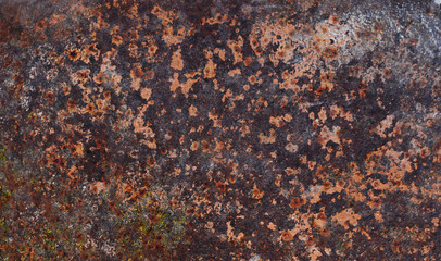 Texture of an old rusted metal iron sheet. Rust texture backdrop