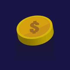 Gold coins vector icons, golden coins stacks and heaps. on blue background. illustration. logo. Symbols