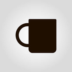 Coffee mug or cup with beans isolated flat vector icon