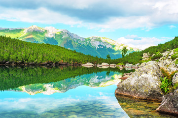 Fototapeta na wymiar Mountain lake (Čierne pleso) in High Tatras National Park, Slovakia