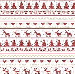 Vector christmas pattern illustration of a knitting with a deer